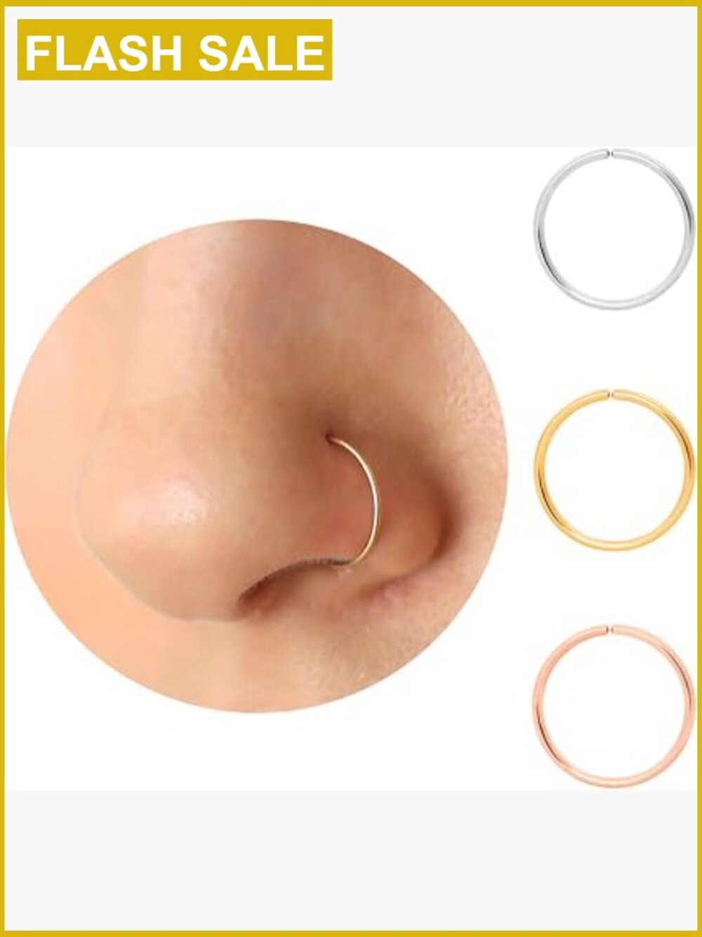 Thin 14K Gold Filled Nose Ring Hoop 22g 24g 20g 5mm-10mm Piercing Jewelry Set